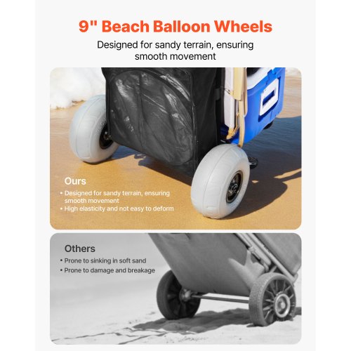 Beach Dolly with Big Wheels for Sand 201 x 146 Cargo Deck w 9