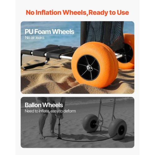 Beach Dolly with Big Wheels for Sand 299 x 154 Cargo Deck w 12 Solid