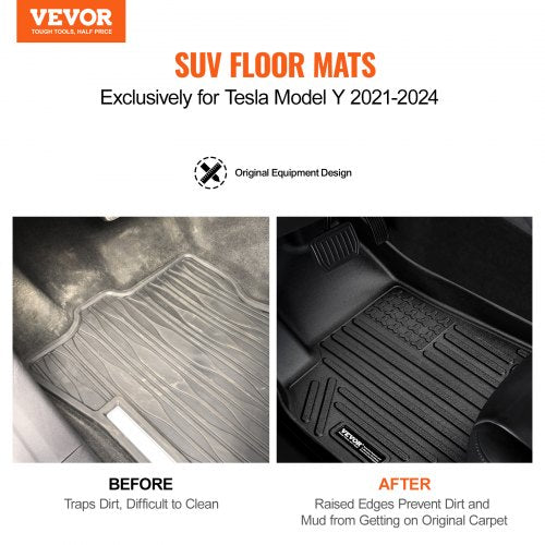 Automotive Floor Mats Fits for Tesla Model Y 20212024 3 pcs Front and 2nd