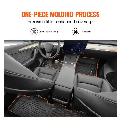 Automotive Floor Mats Fits for Tesla Model Y 20212024 3 pcs Front and 2nd