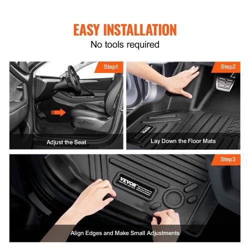 Automotive Floor Mats Fits for Tesla Model Y 20212024 3 pcs Front and 2nd