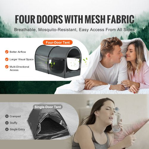 Bed Tent Pongee Fabric 4 Doors Breathable Dream Tent with 028 in Fiber