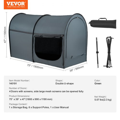 Bed Tent Pongee Fabric 4 Doors Breathable Dream Tent with 028 in Fiber