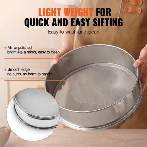 Flour Sieve Fine Mesh 80 Mesh Flour Sifter 304 Stainless Steel Fine Mesh