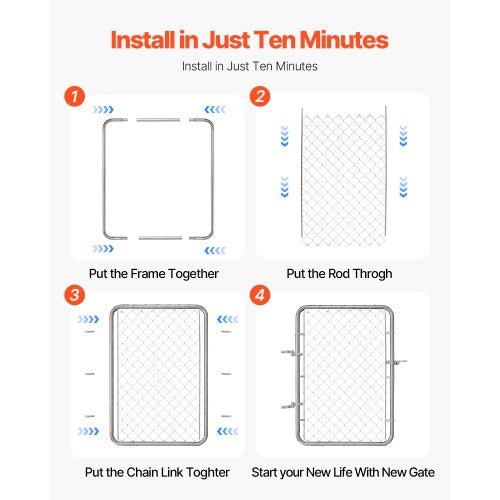 Chain Link Fence Gate 32 x 46 in Adjustable Chain Link Fence Panel Fit