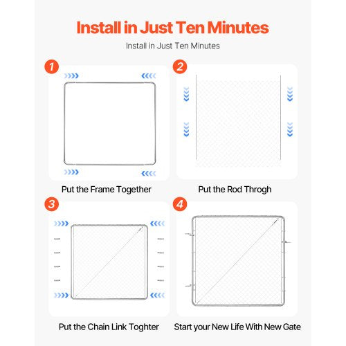 Chain Link Fence Gate 70 x 72 in Adjustable Chain Link Fence Panel Fit 3