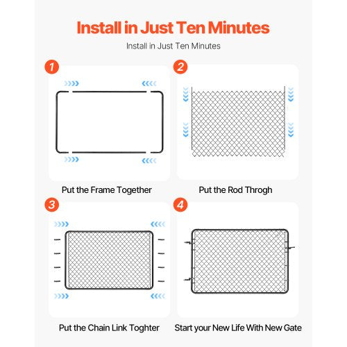 Chain Link Fence Gate 72 x 48 in Adjustable Chain Link Fence Panel Fit