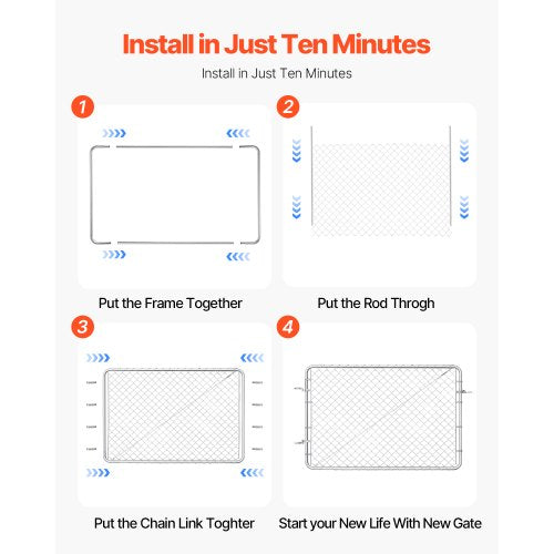 Chain Link Fence Gate 72 x 48 in Adjustable Chain Link Fence Panel Fit