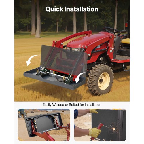 12 In Skid Steer Mount Plate Universal Quick Attach Easy To Bolt 9000Lbs Load