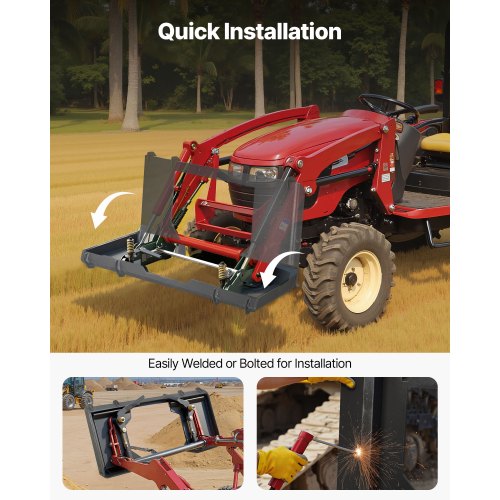 12 In Skid Steer Mount Plate Universal Quick Attach Cut Out Design Easy To