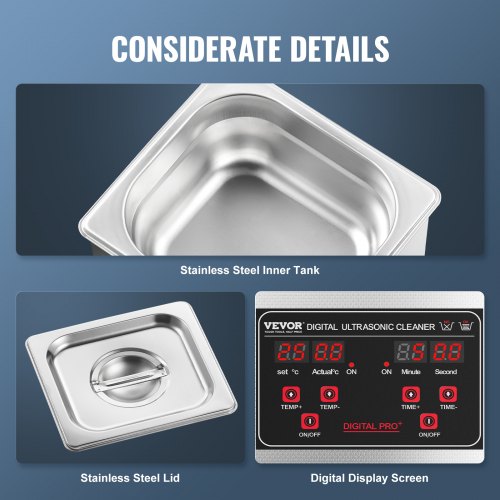 Ultrasonic Cleaner 13L Professional 60W Cleaning Machine with Timer