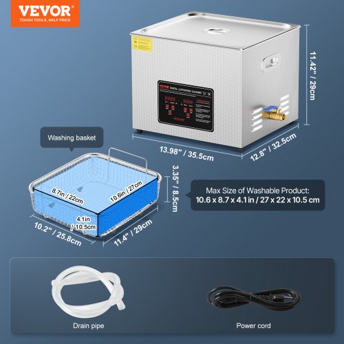 Ultrasonic Cleaner 15L Professional 360W Cleaning Machine with Timer