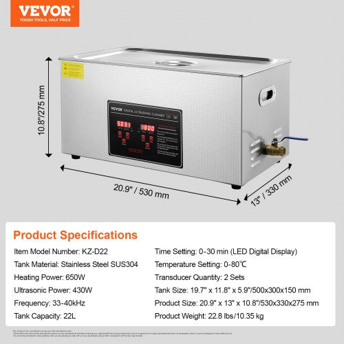 Ultrasonic Cleaner with Digital Timer Heater Professional Ultra Sonic