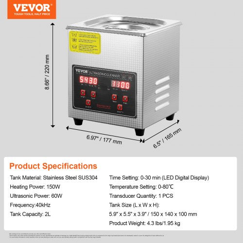 Ultrasonic Cleaner with Digital Timer Heater Professional Ultra Sonic