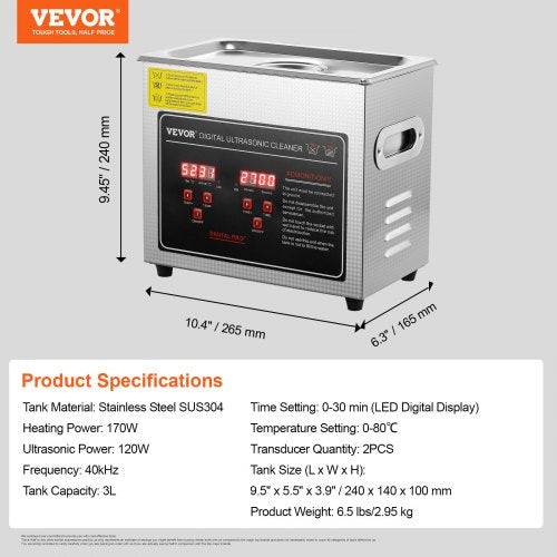 Ultrasonic Cleaner with Digital Timer Heater Professional Ultra Sonic