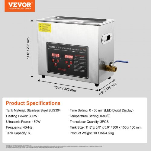 Ultrasonic Cleaner with Digital Timer Heater Professional Ultra Sonic