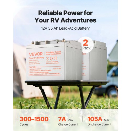 2 Pack 12V 35Ah Deep Cycle Battery Sealed AGM Technology Rechargeable Lead