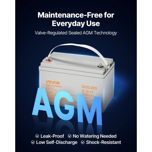 12V 75Ah Deep Cycle Battery Sealed AGM Technology Rechargeable Lead Acid