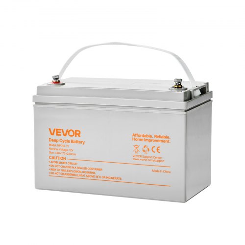 12V 75Ah Deep Cycle Battery Sealed AGM Technology Rechargeable Lead Acid