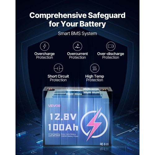 12V 100Ah LiFePO4 Battery Up to 15000 Cycles Deep Cycle Lithium Iron