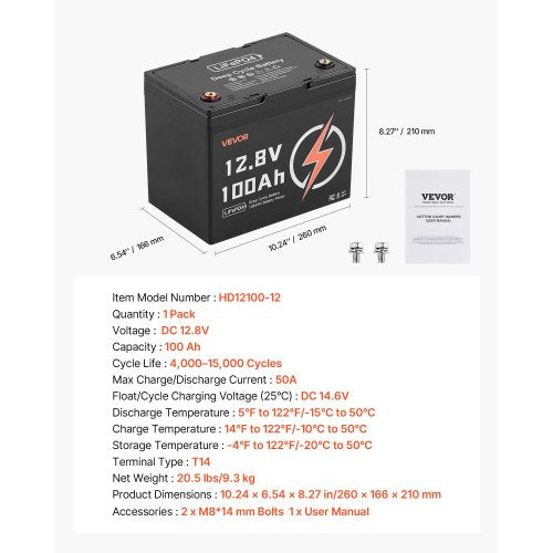 12V 100Ah LiFePO4 Battery Up to 15000 Cycles Deep Cycle Lithium Iron
