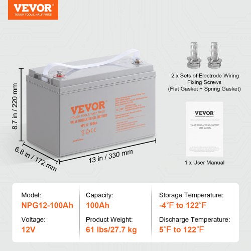 Deep Cycle Battery 12V 100 AH AGM Marine Rechargeable Battery High