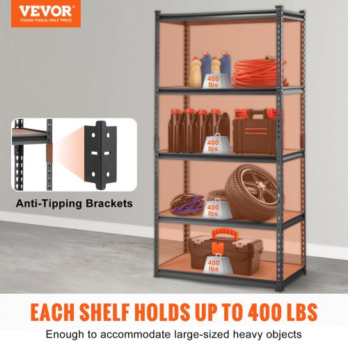 Storage Shelving Unit 5Tier Adjustable 2000 lbs Capacity Heavy Duty
