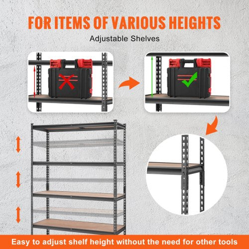 Storage Shelving Unit 5Tier Adjustable 2000 lbs Capacity Heavy Duty