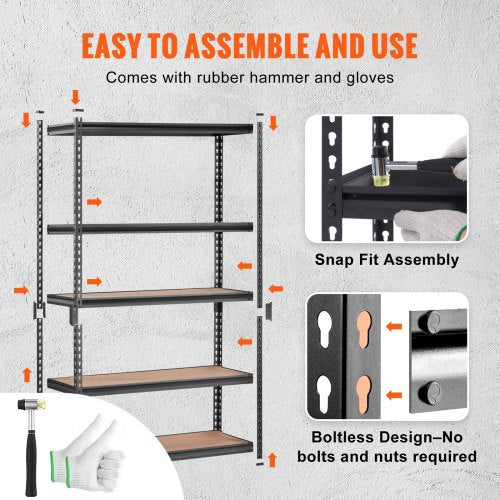 Storage Shelving Unit 5Tier Adjustable 2000 lbs Capacity Heavy Duty