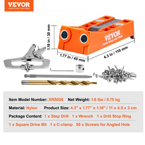 Pocket Hole Jig 56 Pcs Mini Jig Pocket Hole System with 9 Cclamp Step