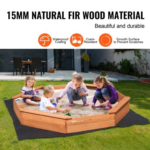 Wooden Sandbox with Cover 756 x 756 x 9.1 in Octagonal Sand Box Sand Pit