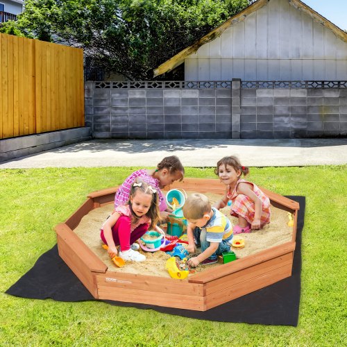 Wooden Sandbox with Cover 756 x 756 x 9.1 in Octagonal Sand Box Sand Pit