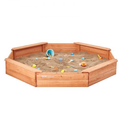 Wooden Sandbox with Cover 756 x 756 x 9.1 in Octagonal Sand Box Sand Pit