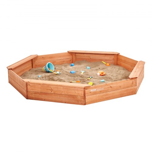 Wooden Sandbox with Cover 756 x 756 x 9.1 in Octagonal Sand Box Sand Pit