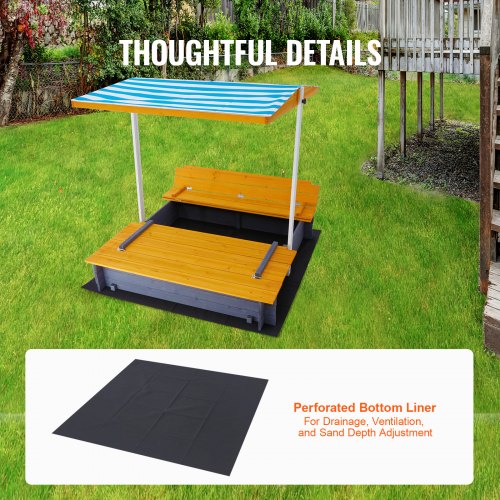Wooden Sandbox with Canopy 573 x 472 x 47.2 in Sand Box Sand Pit with Canopy