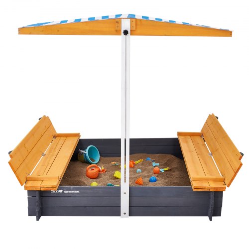 Wooden Sandbox with Canopy 573 x 472 x 47.2 in Sand Box Sand Pit with Canopy