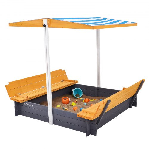 Wooden Sandbox with Canopy 573 x 472 x 47.2 in Sand Box Sand Pit with Canopy