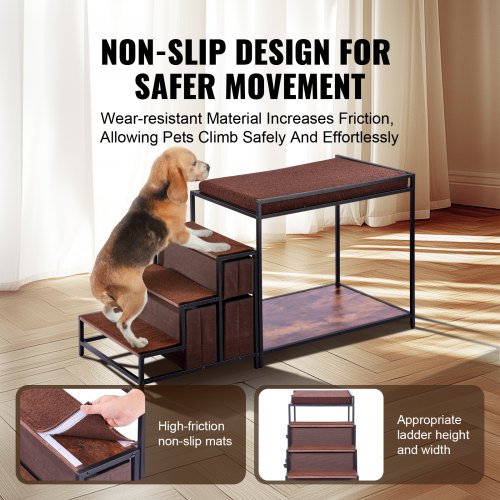 Pet Bunk Bed with Stairs DogCat Window Perch with Storage MultiLevel Bed