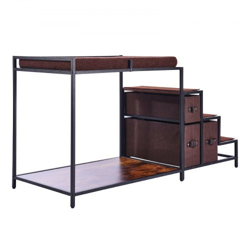 Pet Bunk Bed with Stairs DogCat Window Perch with Storage MultiLevel Bed