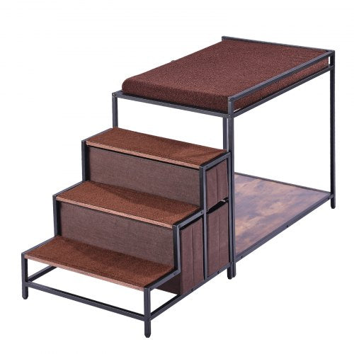 Pet Bunk Bed with Stairs DogCat Window Perch with Storage MultiLevel Bed