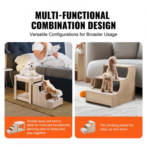 Pet Bunk Bed with Stairs DogCat Window Perch MultiLevel Bed Window Perch