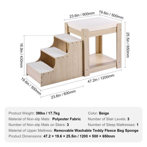 Pet Bunk Bed with Stairs DogCat Window Perch MultiLevel Bed Window Perch