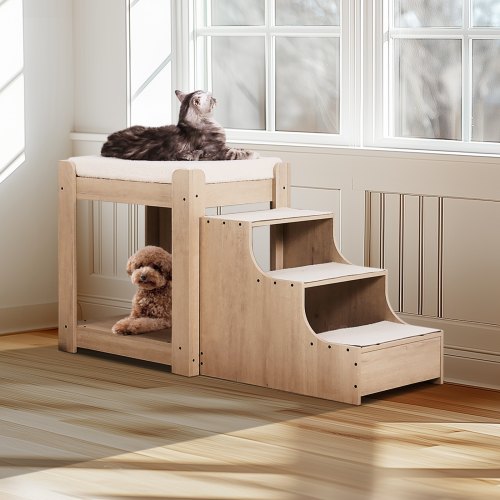 Pet Bunk Bed with Stairs DogCat Window Perch MultiLevel Bed Window Perch