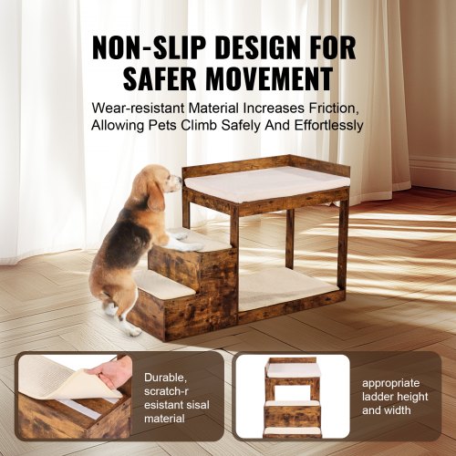 Pet Bunk Bed with Stairs DogCat Window Perch for High Beds and Couches