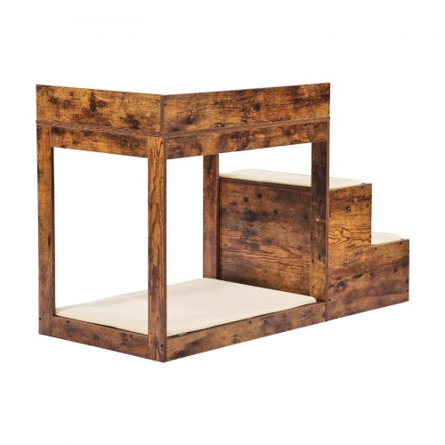 Pet Bunk Bed with Stairs DogCat Window Perch for High Beds and Couches