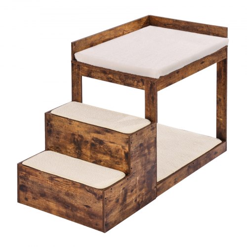 Pet Bunk Bed with Stairs DogCat Window Perch for High Beds and Couches