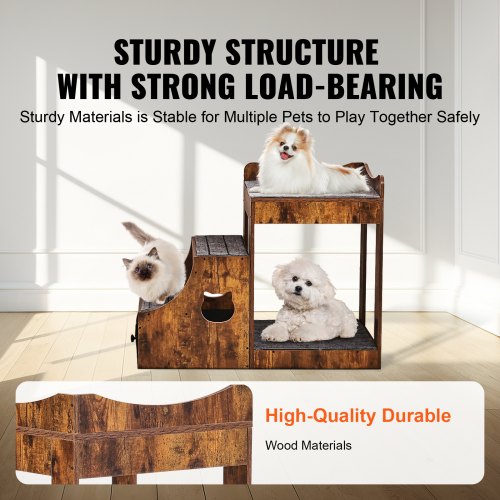 Pet Bunk Bed with Removable Stairs DogCat Window Perch with Storage
