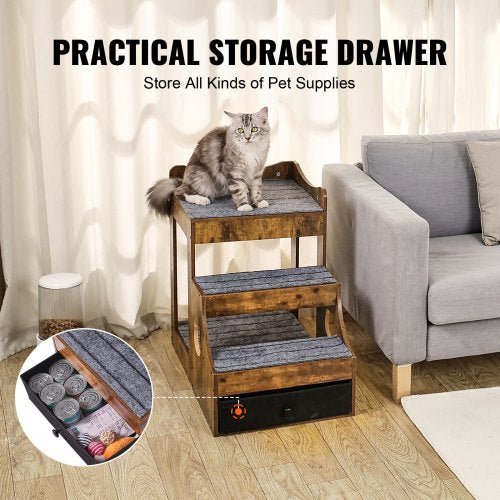 Pet Bunk Bed with Removable Stairs DogCat Window Perch with Storage
