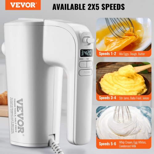 Digital Electric Hand Mixer 5Speed 200W Portable Electric Handheld Mixer
