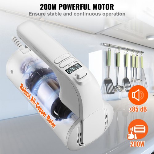 Digital Electric Hand Mixer 5Speed 200W Portable Electric Handheld Mixer